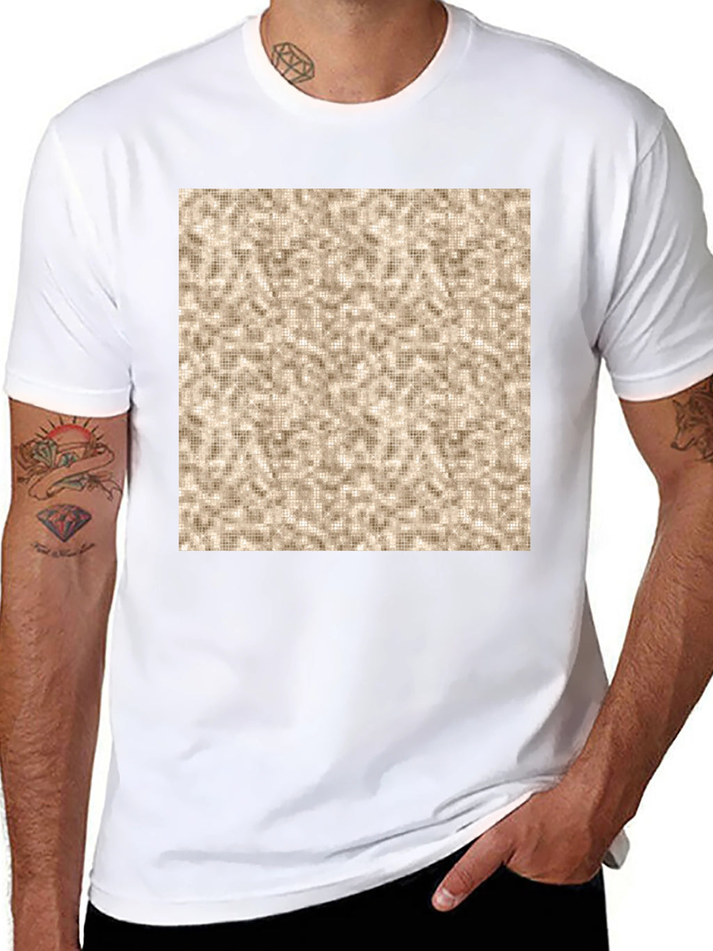 Patterned Print Crew Neck T-Shirt