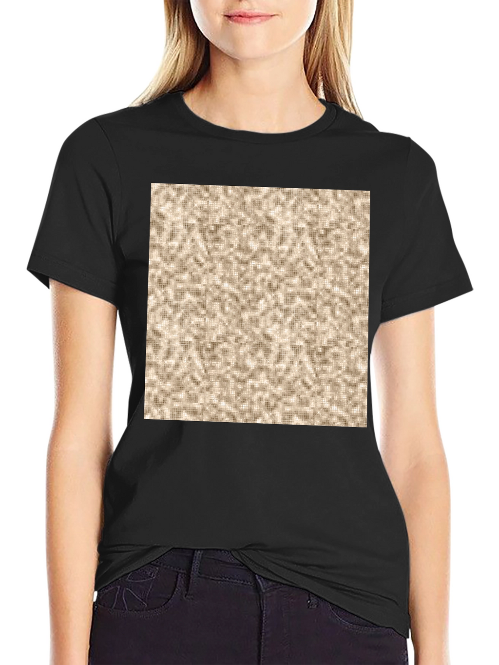 Patterned Print Crew Neck T-Shirt