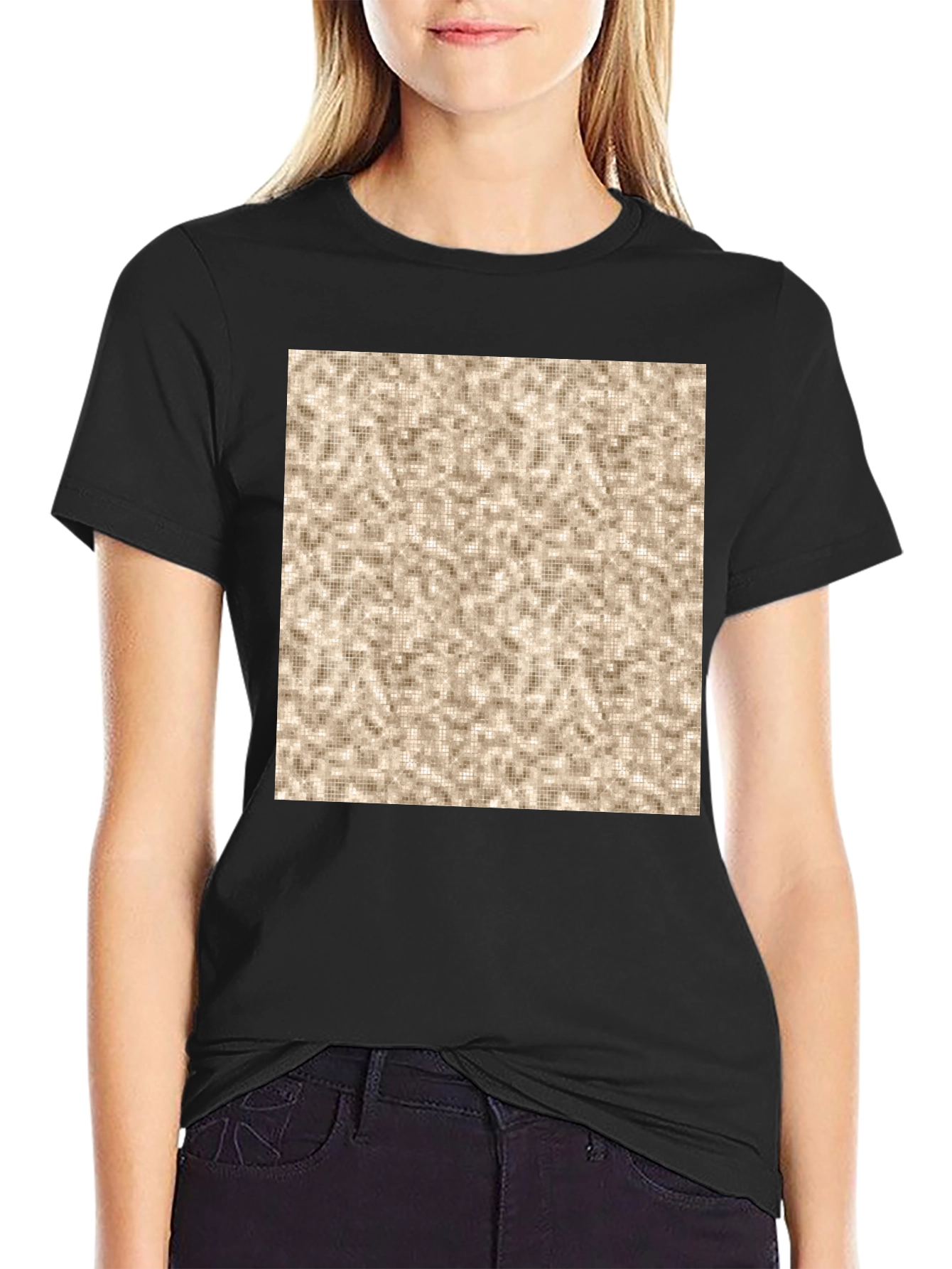 Patterned Print Crew Neck T-Shirt