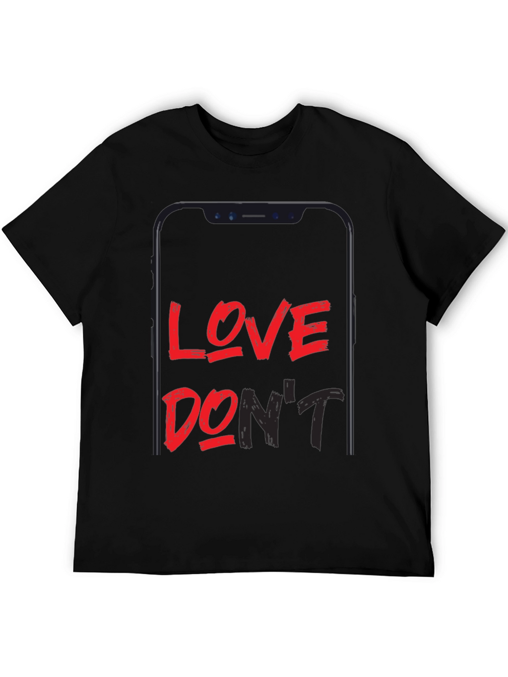 Love Dont Phone Graphic Black T-Shirt