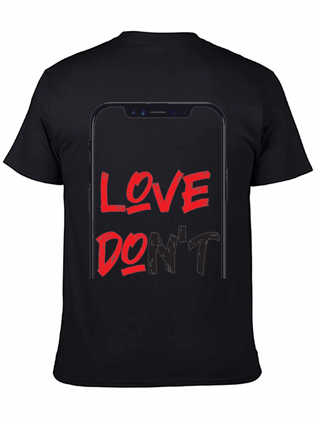 Love Dont Phone Graphic Black T-Shirt