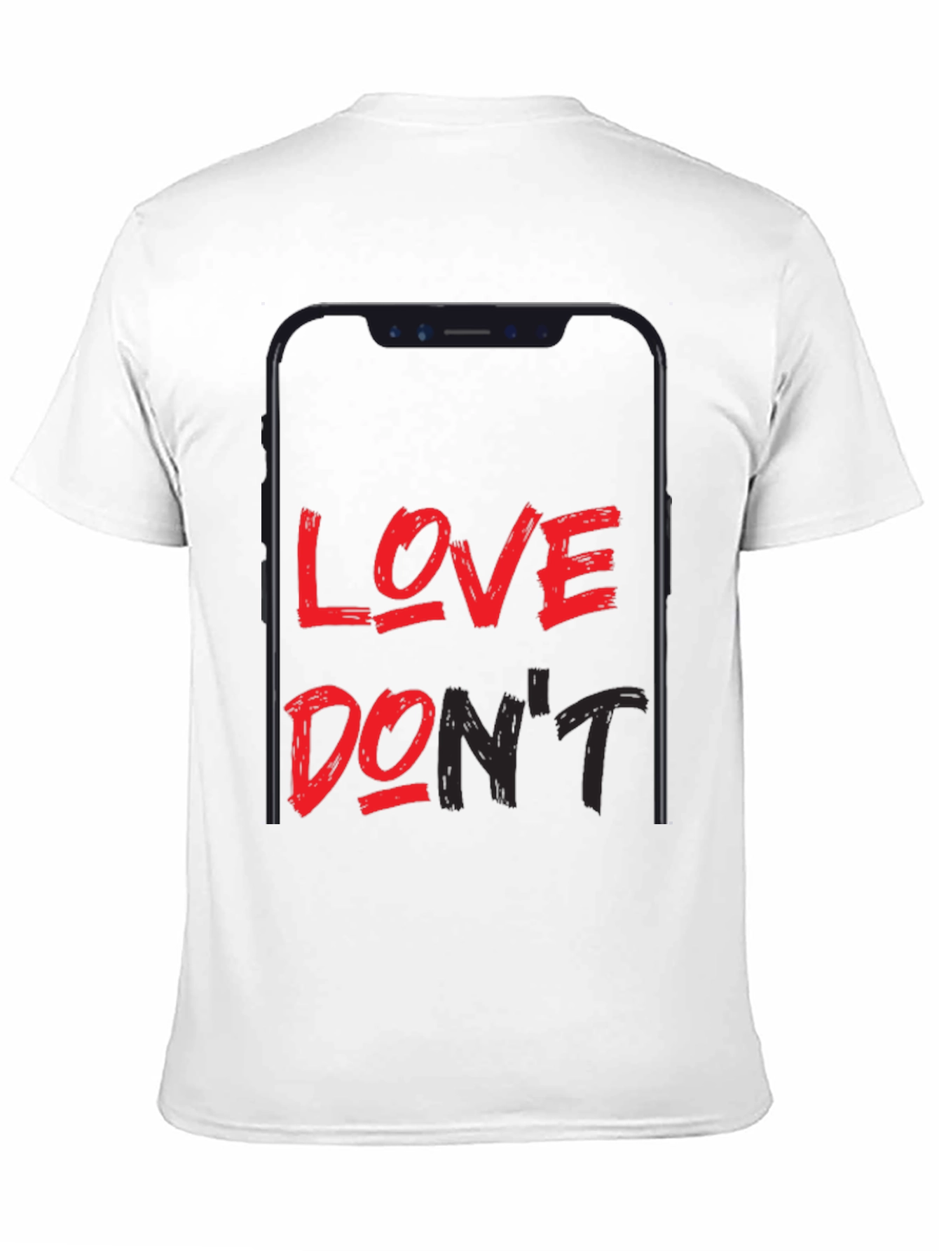 Love Dont Phone Graphic Black T-Shirt