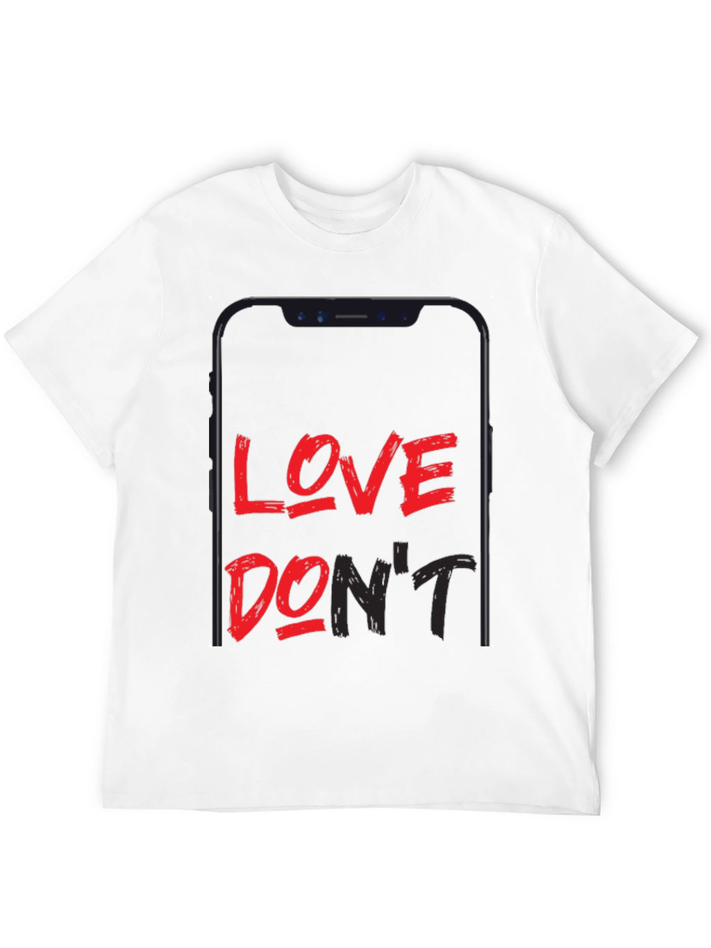 Love Dont Phone Graphic Black T-Shirt