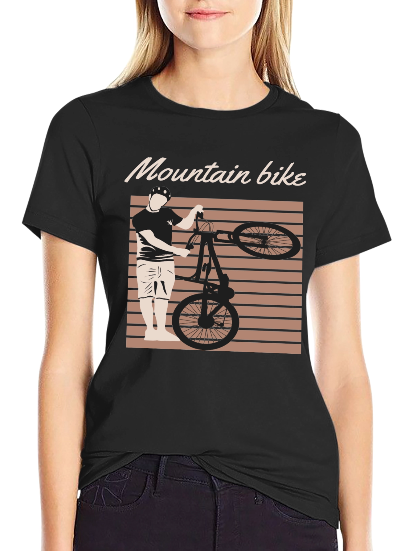 Mountain Bike Graphic Tee - Black Cotton Blend