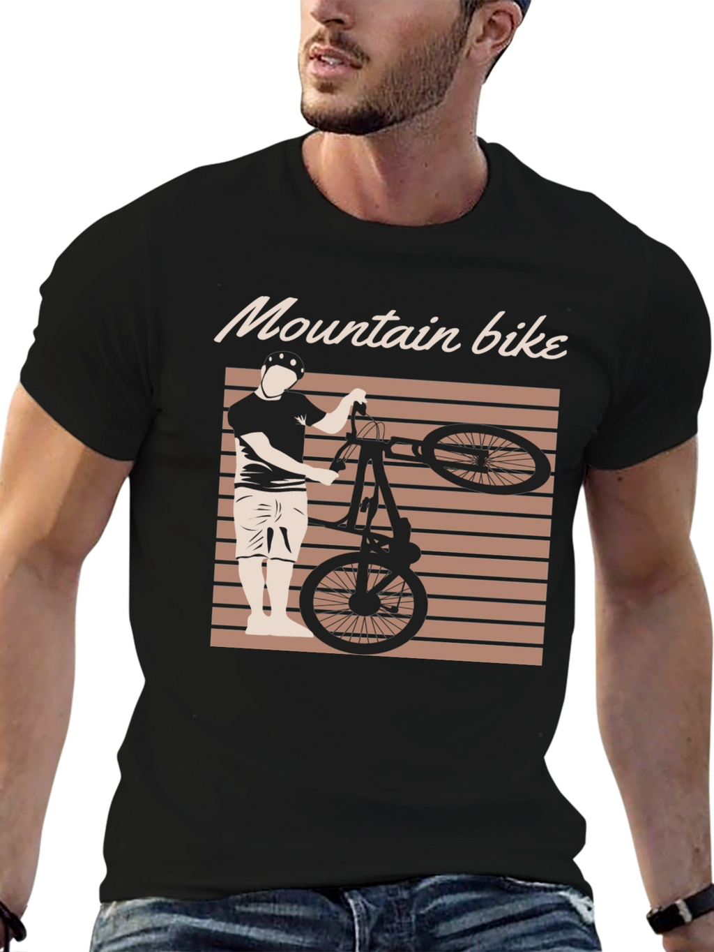 Mountain Bike Graphic Tee - Black Cotton Blend