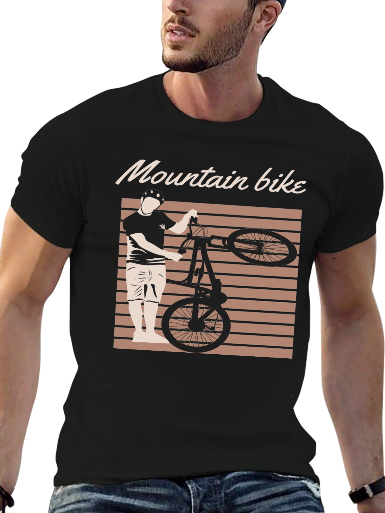 Mountain Bike Graphic Tee - Black Cotton Blend