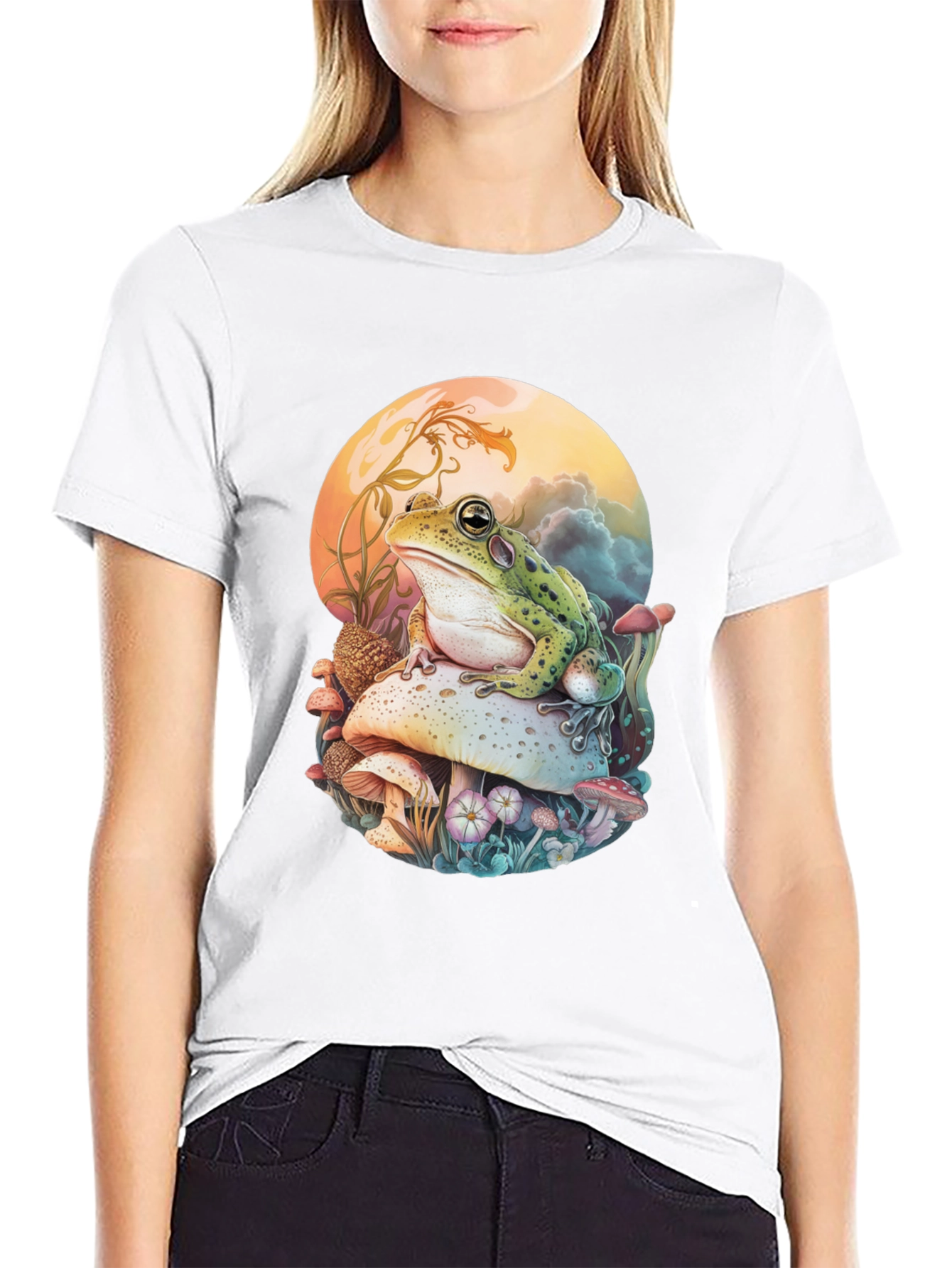 Frog on Mushroom Graphic Tee