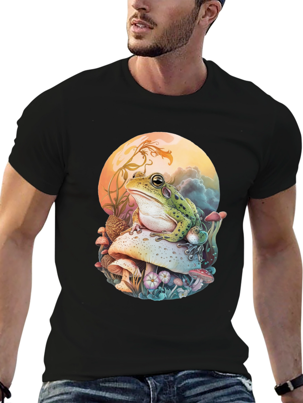 Frog on Mushroom Graphic Tee