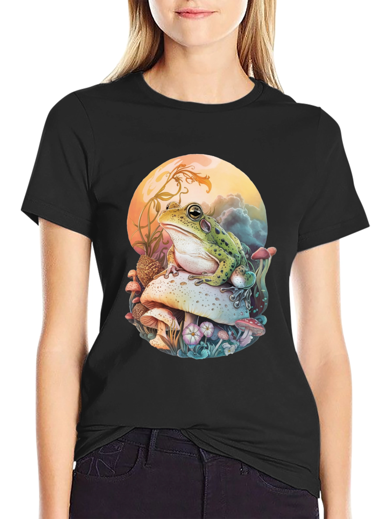 Frog on Mushroom Graphic Tee