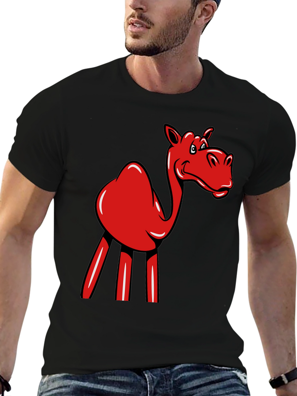 Red Camel Graphic Tee - Novelty Fun Shirt