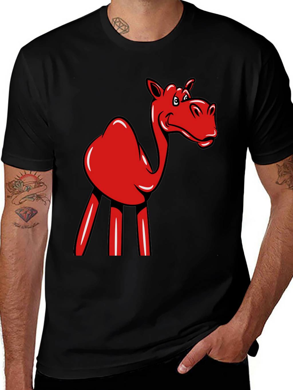 Red Camel Graphic Tee - Novelty Fun Shirt