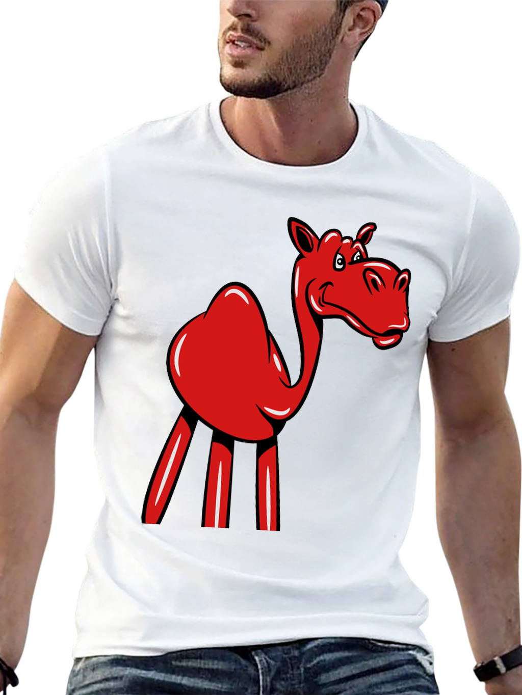 Red Camel Graphic Tee - Novelty Fun Shirt