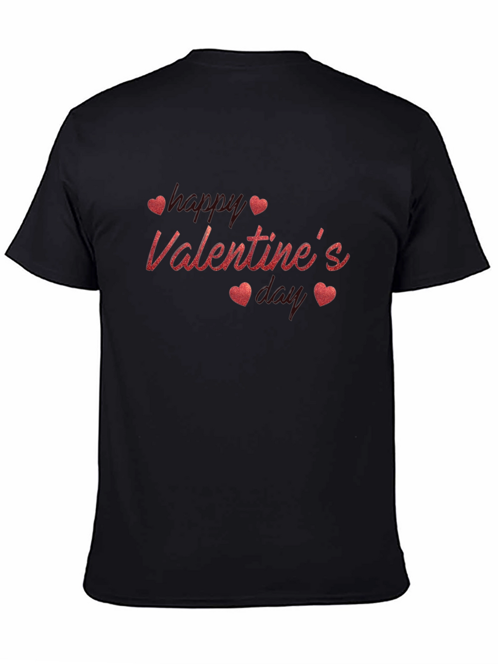 Valentines Day Black T-Shirt with Heart Design