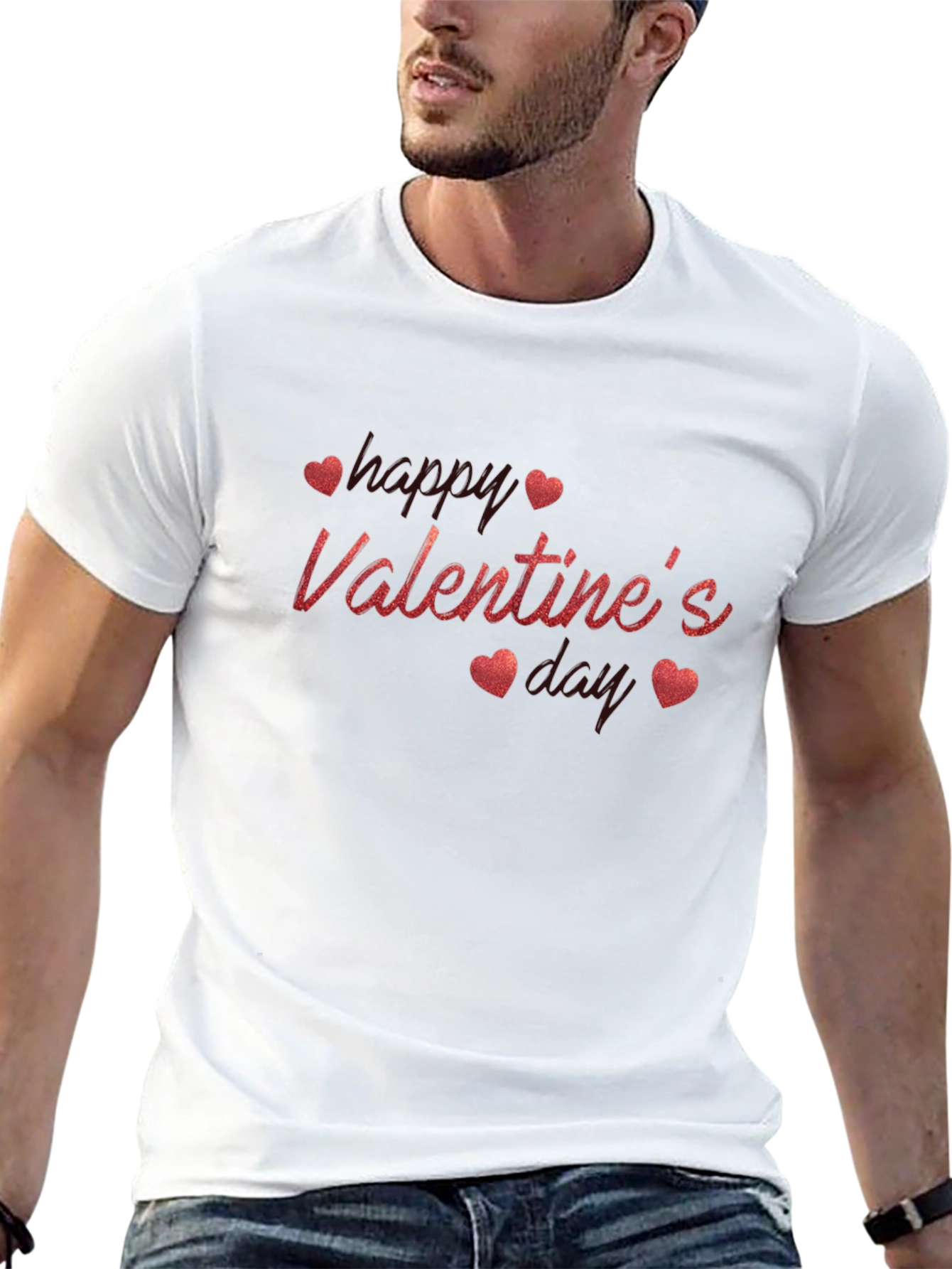 Valentines Day Black T-Shirt with Heart Design