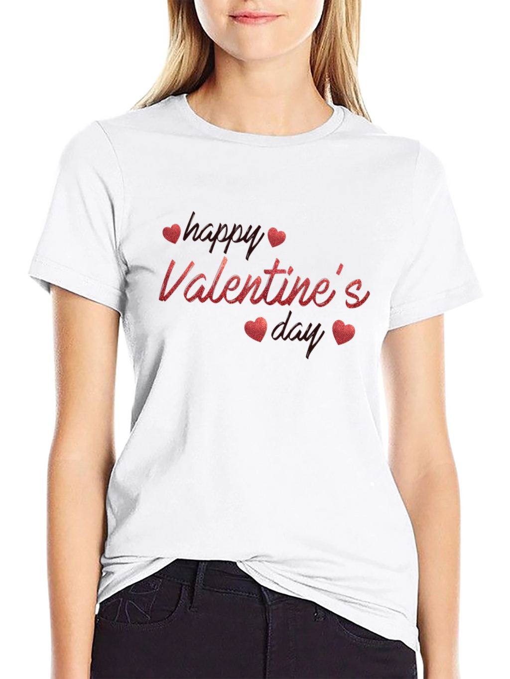 Valentines Day Black T-Shirt with Heart Design