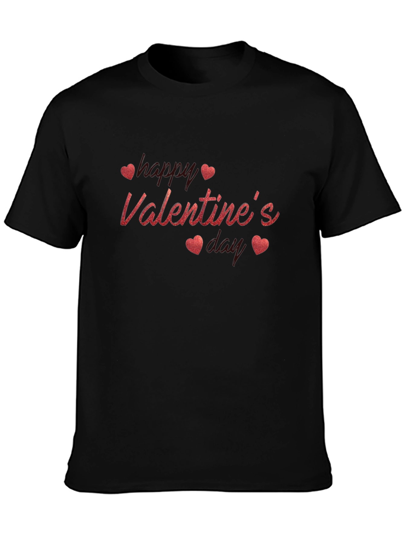 Valentines Day Black T-Shirt with Heart Design