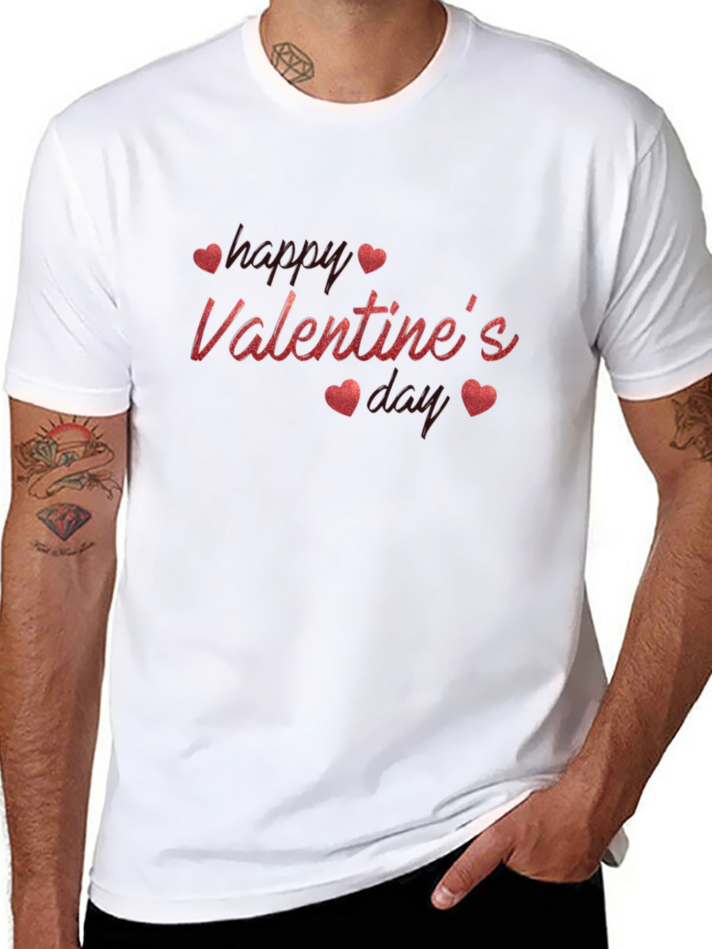 Valentines Day Black T-Shirt with Heart Design