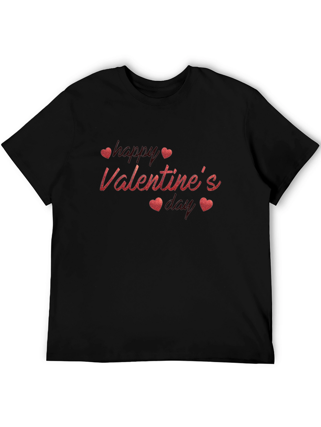 Valentines Day Black T-Shirt with Heart Design