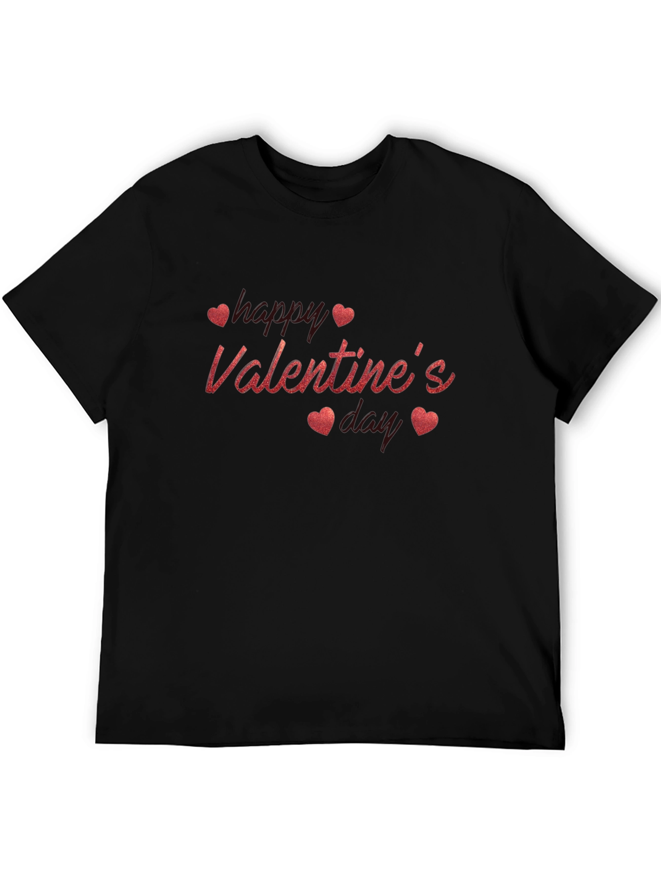 Valentines Day Black T-Shirt with Heart Design