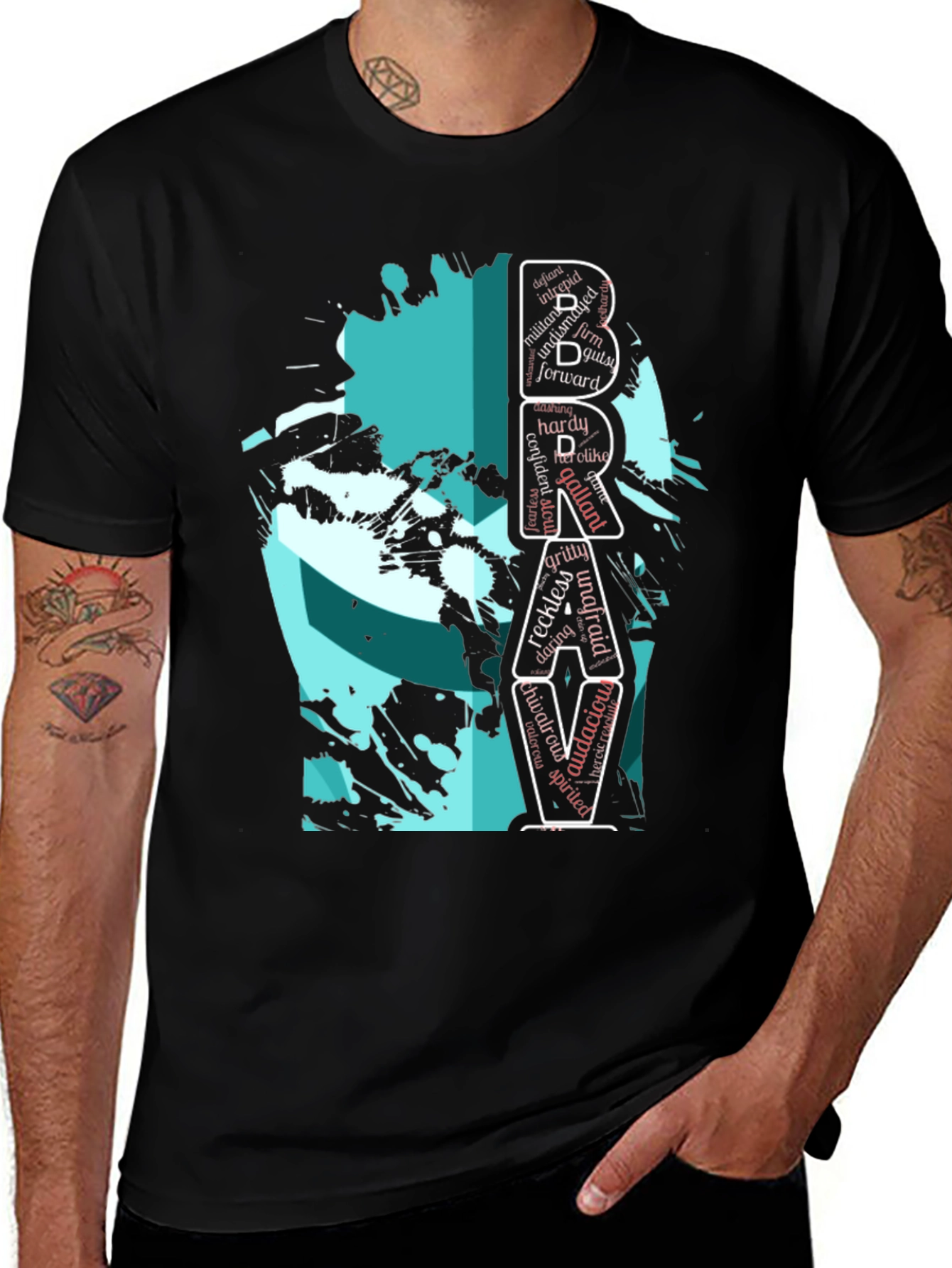 Brave Word Art Graphic T-Shirt - Menswear