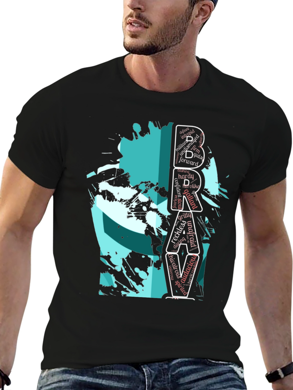 Brave Word Art Graphic T-Shirt - Menswear