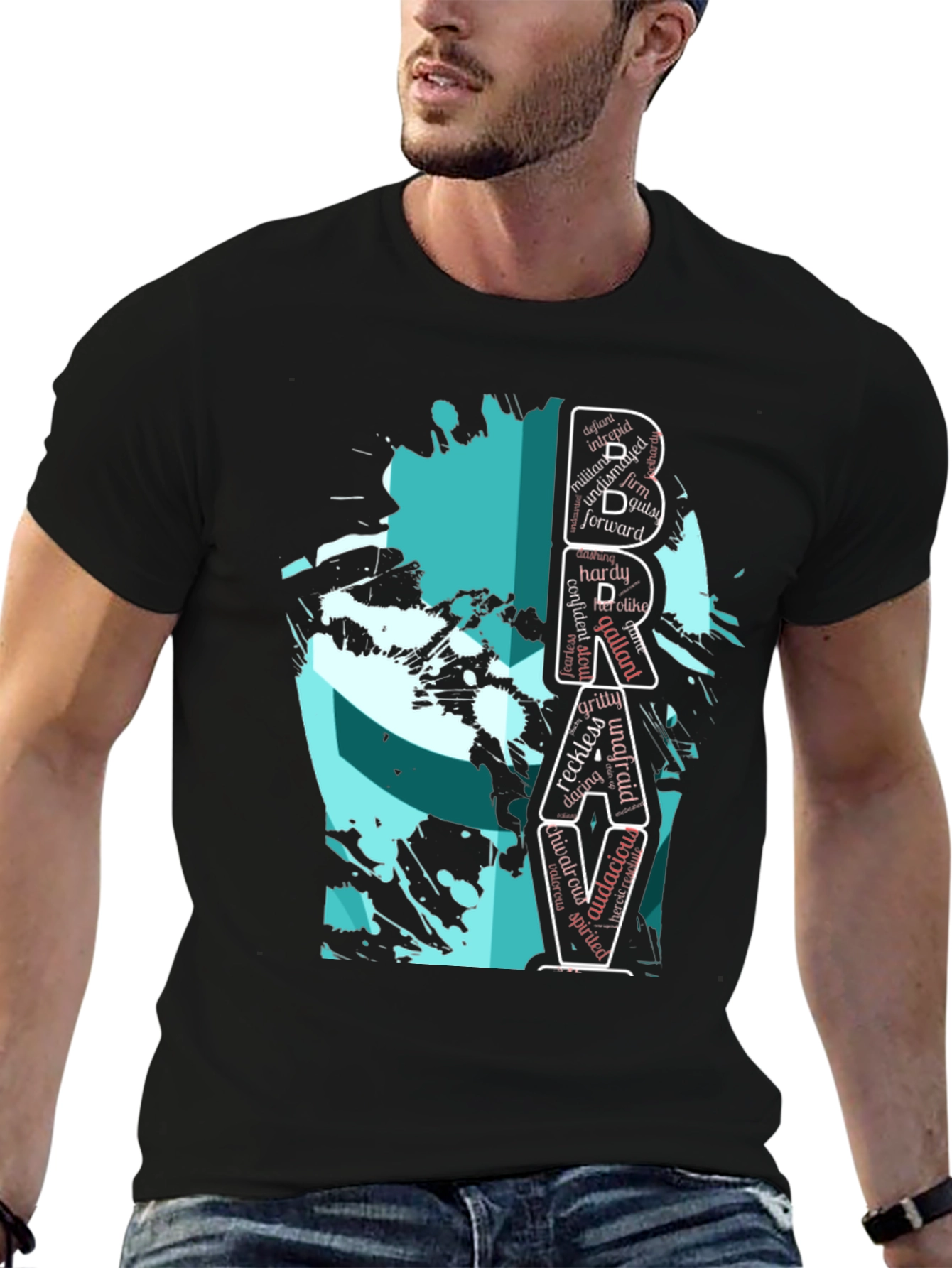 Brave Word Art Graphic T-Shirt - Menswear