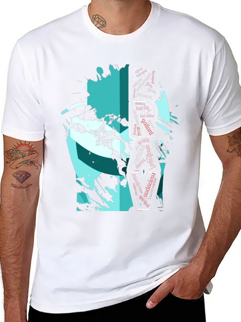 Brave Word Art Graphic T-Shirt - Menswear