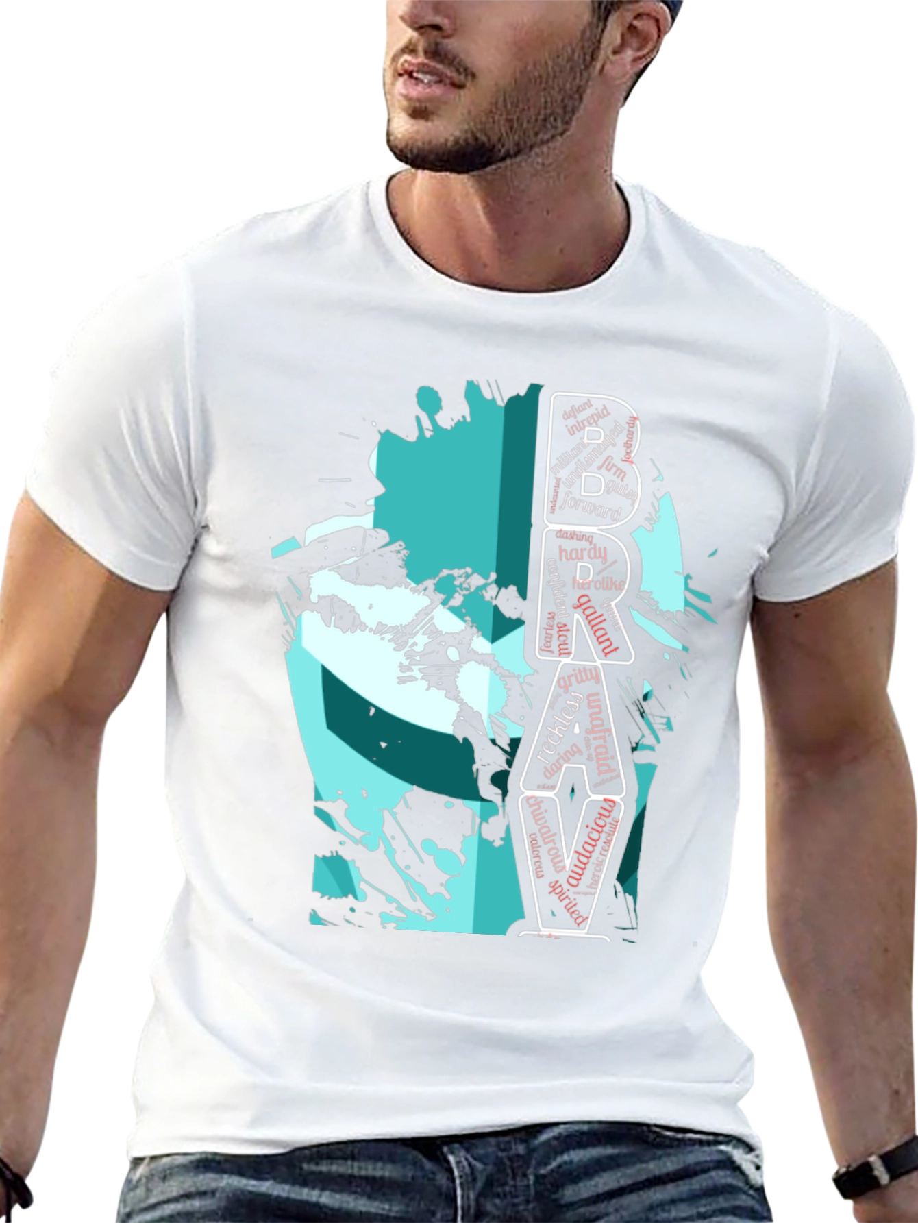Brave Word Art Graphic T-Shirt - Menswear
