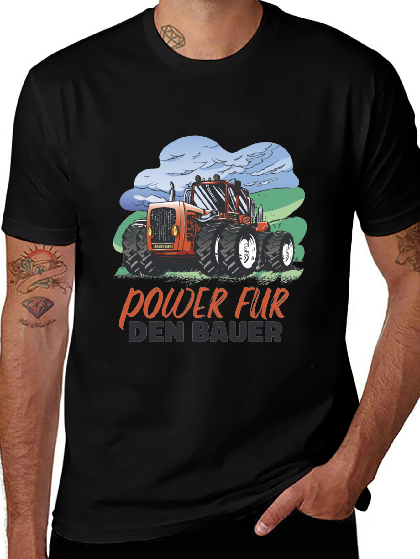 Tractor Power Farmer T-Shirt - Black