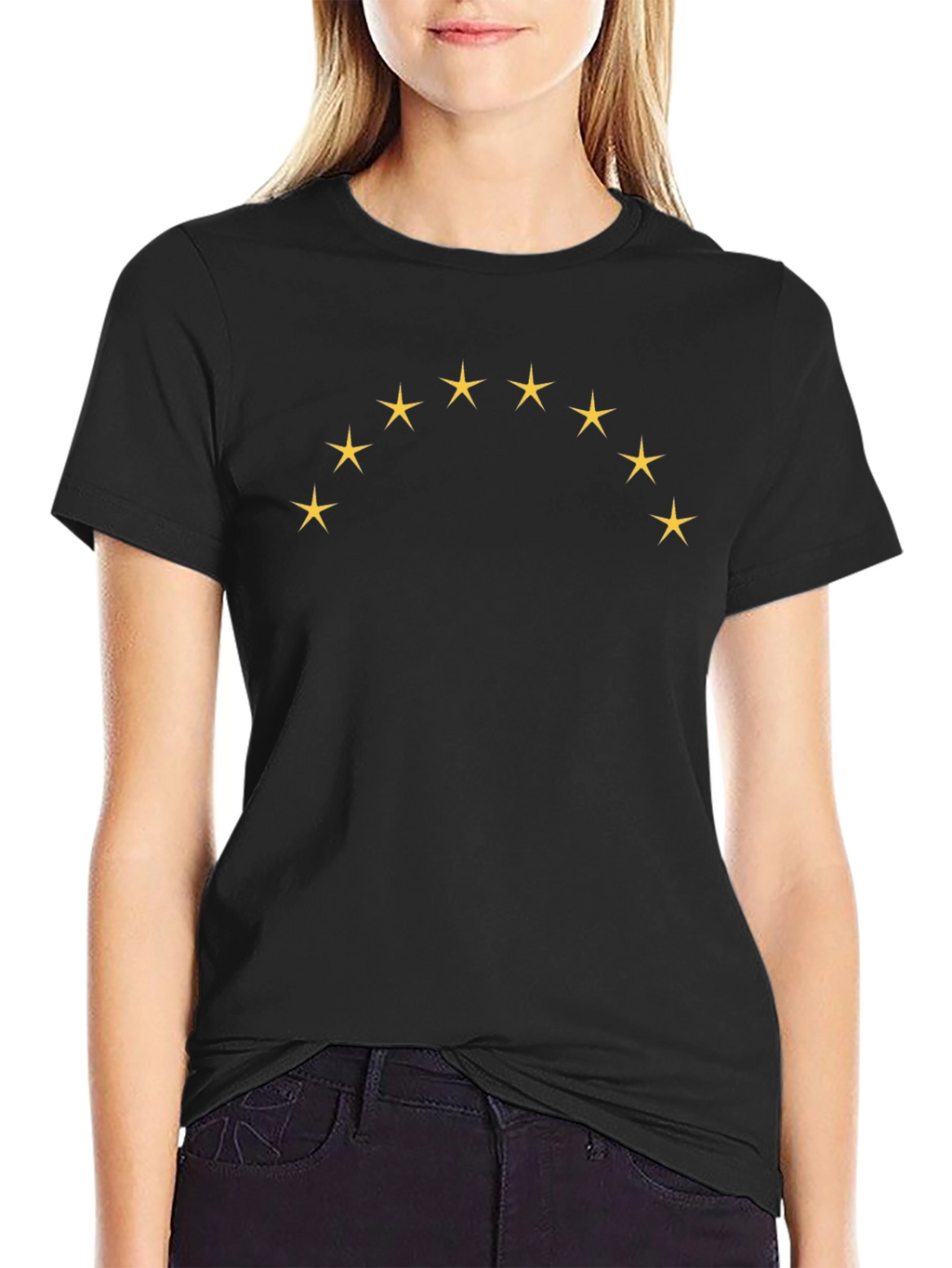 Starry Arc Black Tee - Casual Style