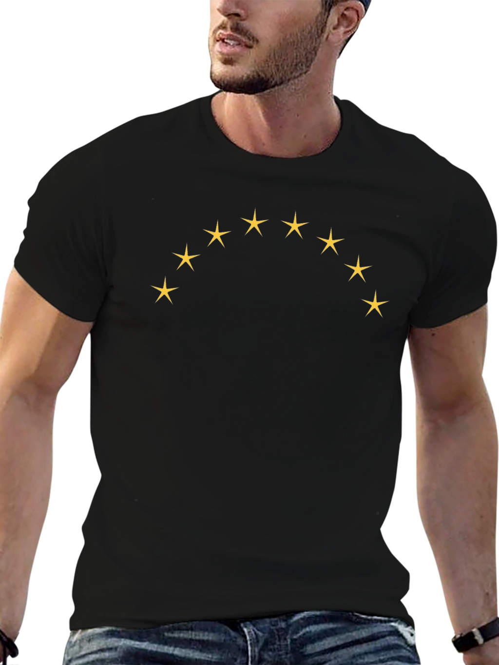 Starry Arc Black Tee - Casual Style