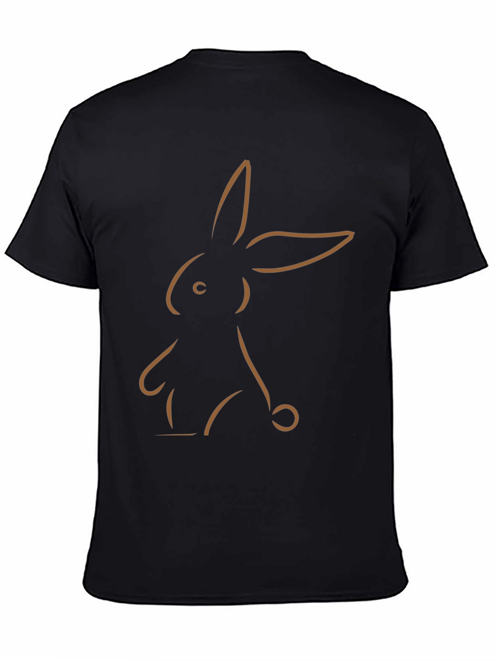 Minimalist Bunny Outline Graphic Tee - Black