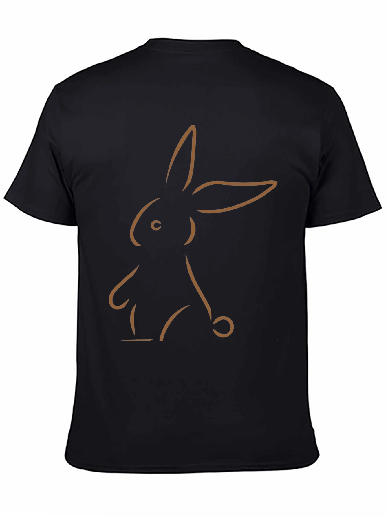Minimalist Bunny Outline Graphic Tee - Black