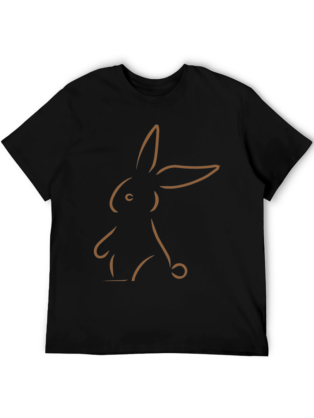 Minimalist Bunny Outline Graphic Tee - Black