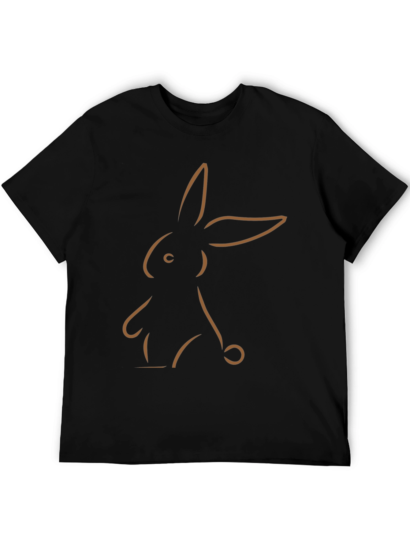 Minimalist Bunny Outline Graphic Tee - Black