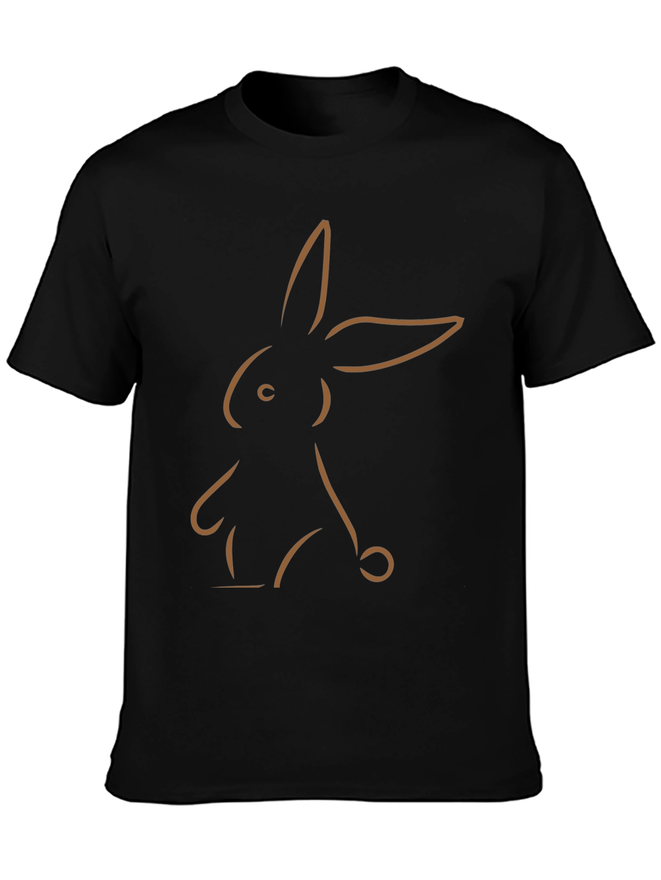 Minimalist Bunny Outline Graphic Tee - Black