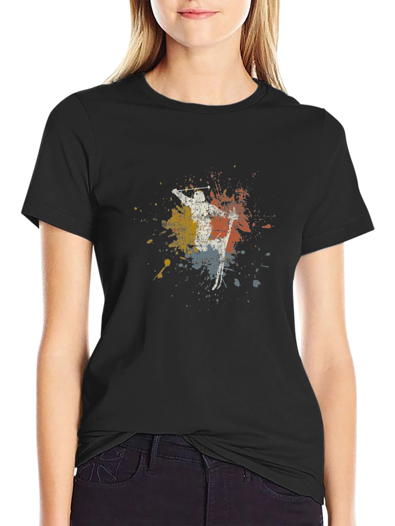 Vintage Skier Graphic Tee - Retro Skiing Shirt
