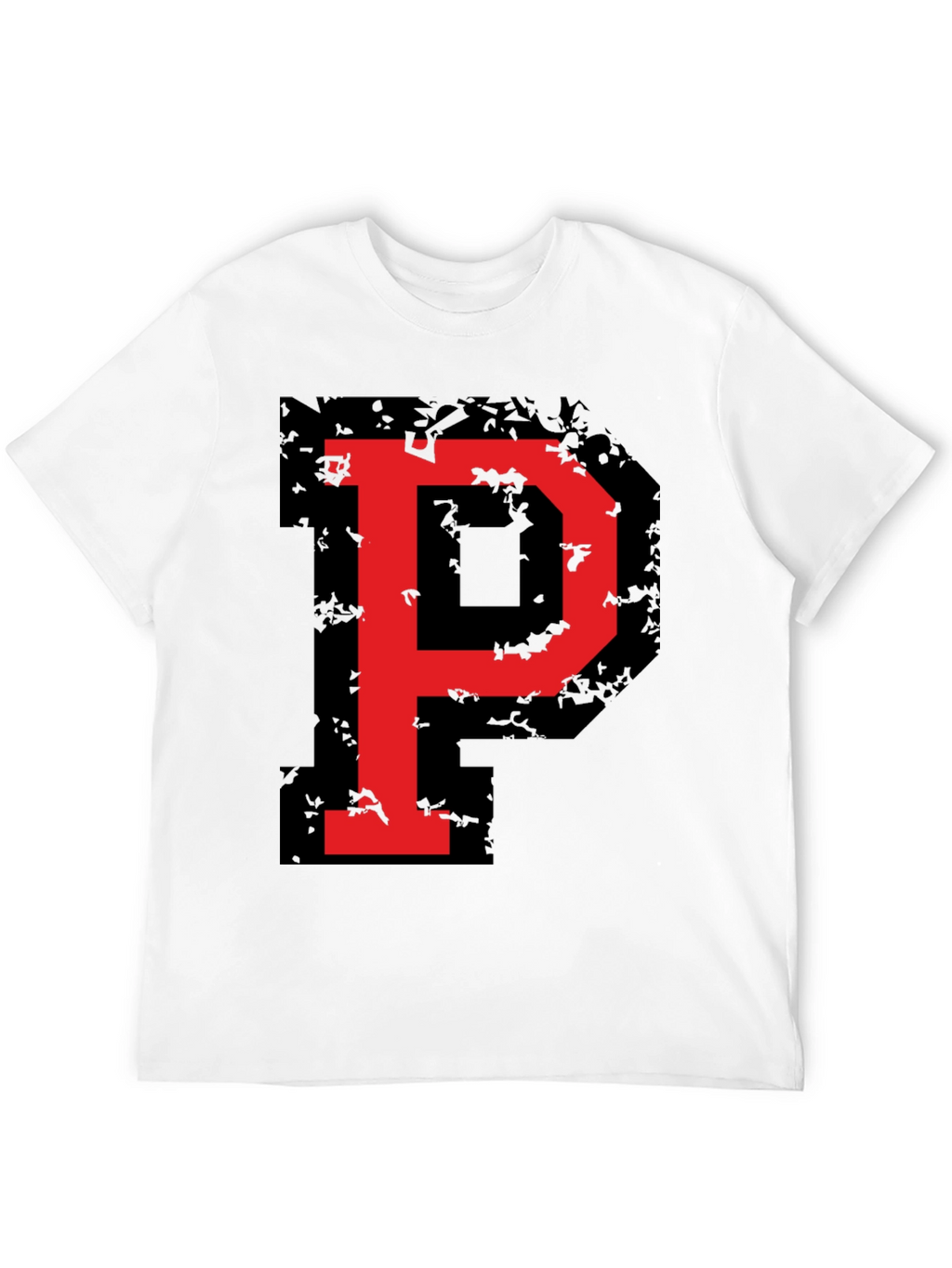Bold Red P Graphic Black T-Shirt