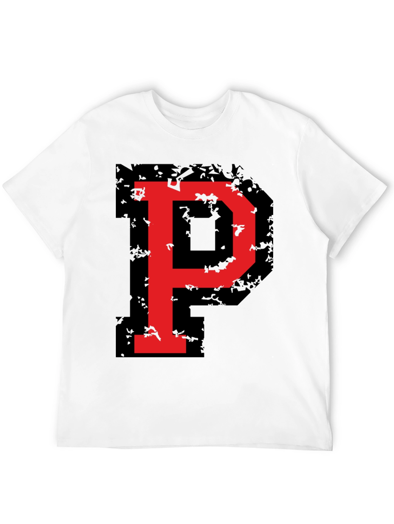 Bold Red P Graphic Black T-Shirt