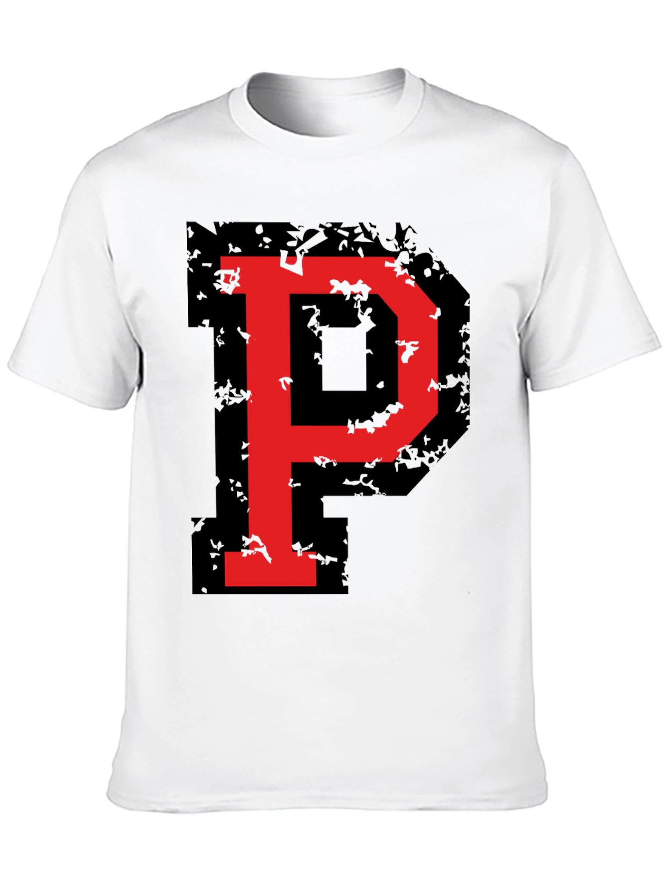 Bold Red P Graphic Black T-Shirt