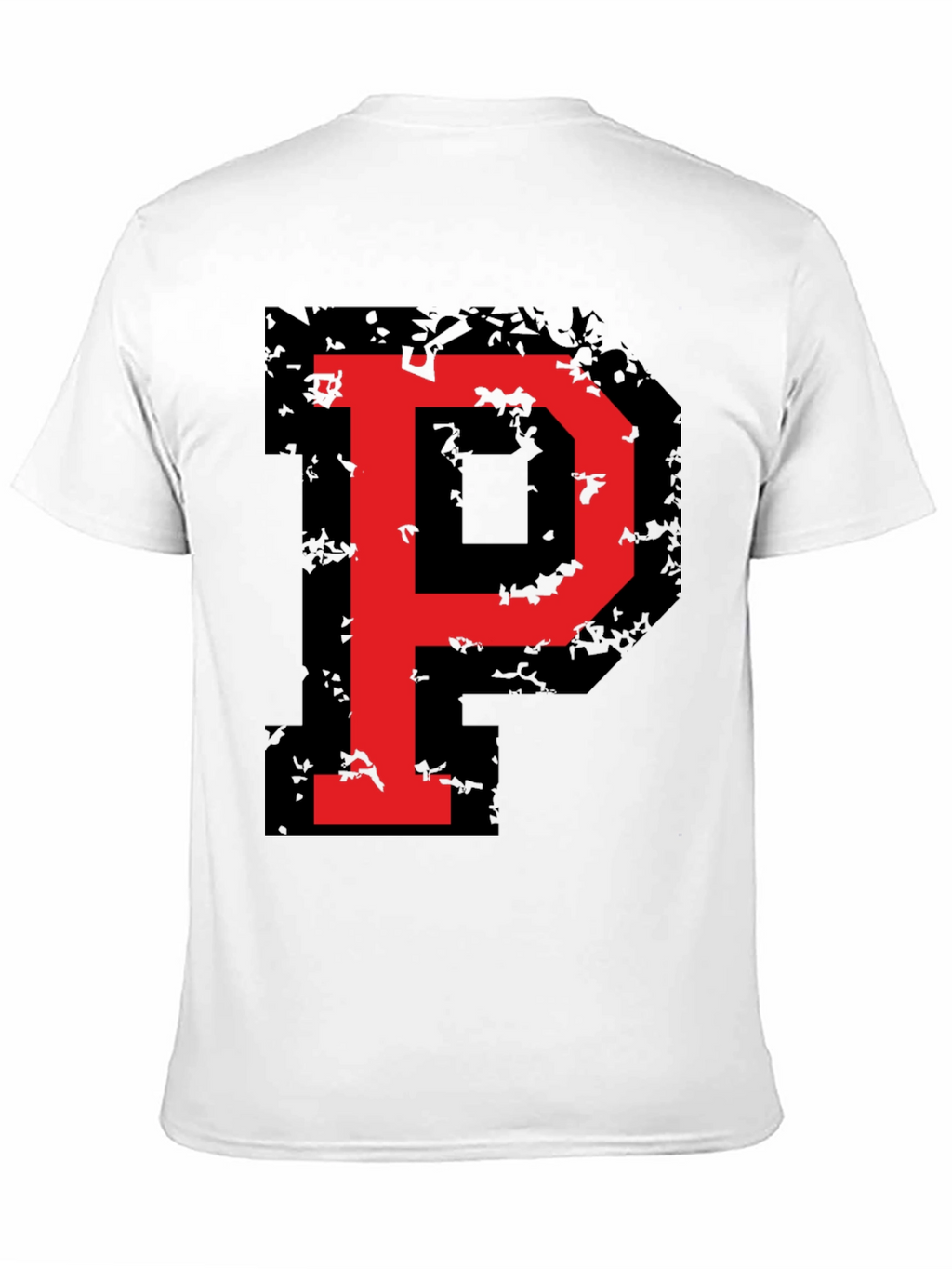 Bold Red P Graphic Black T-Shirt