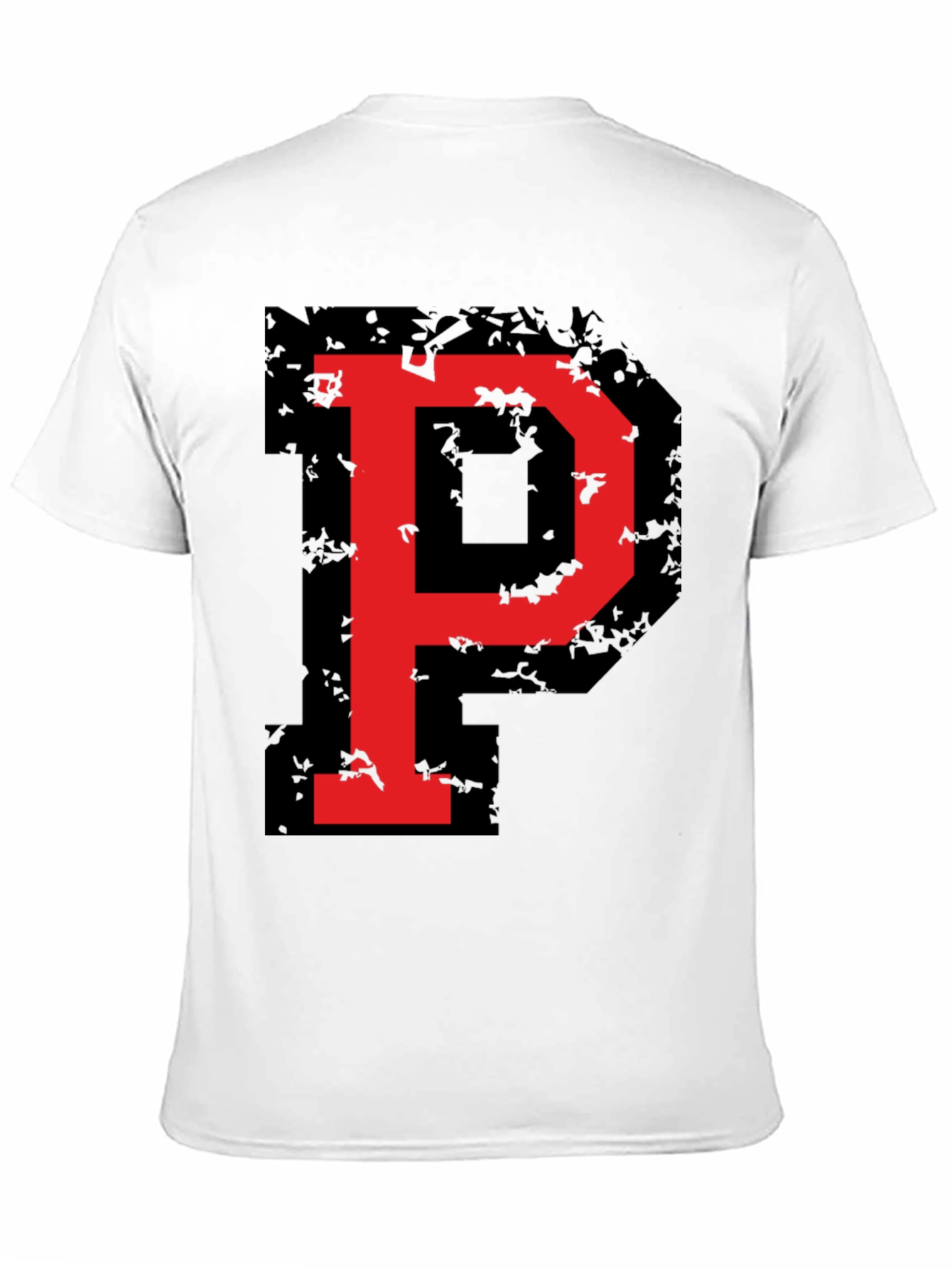 Bold Red P Graphic Black T-Shirt
