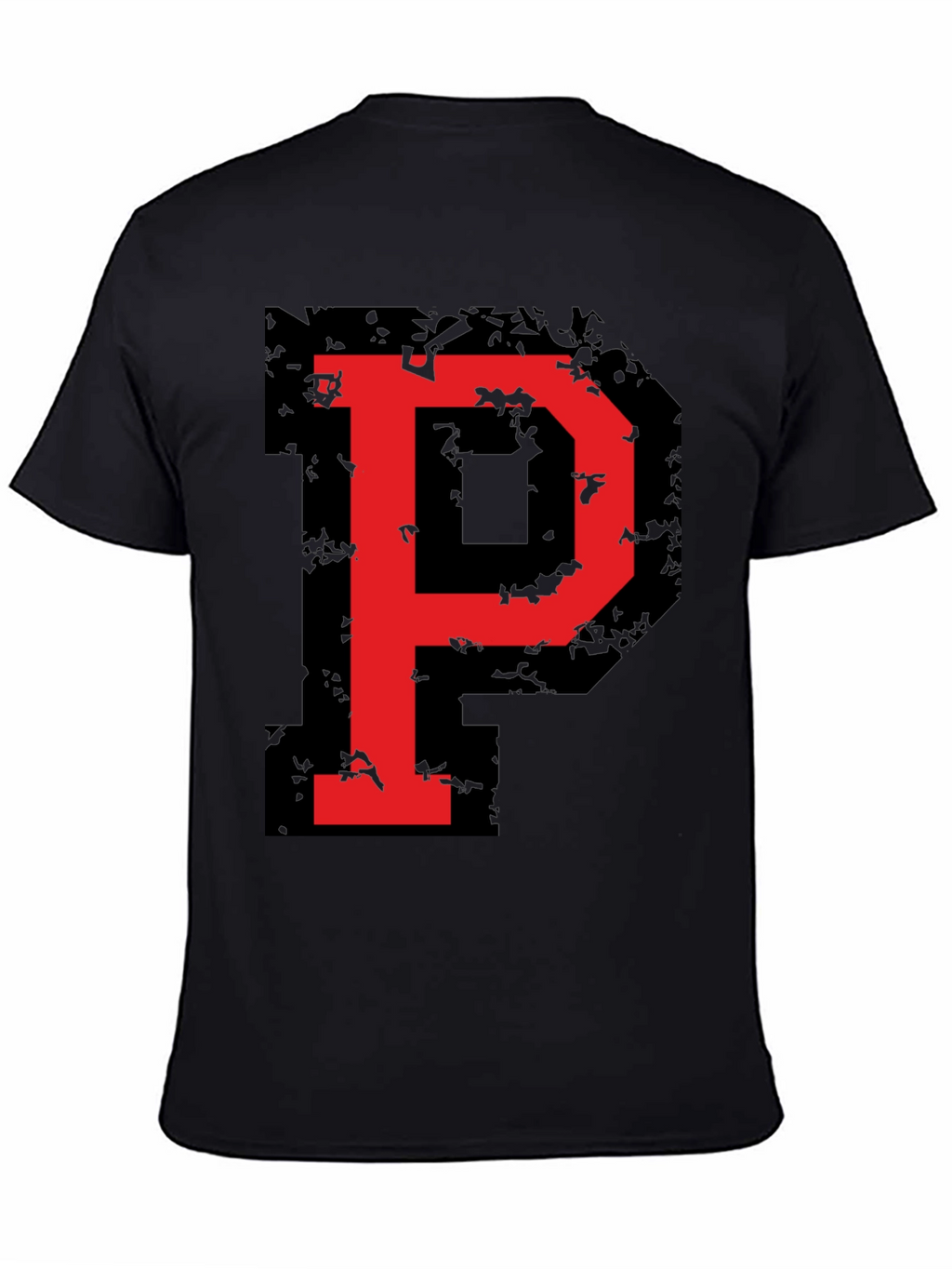Bold Red P Graphic Black T-Shirt