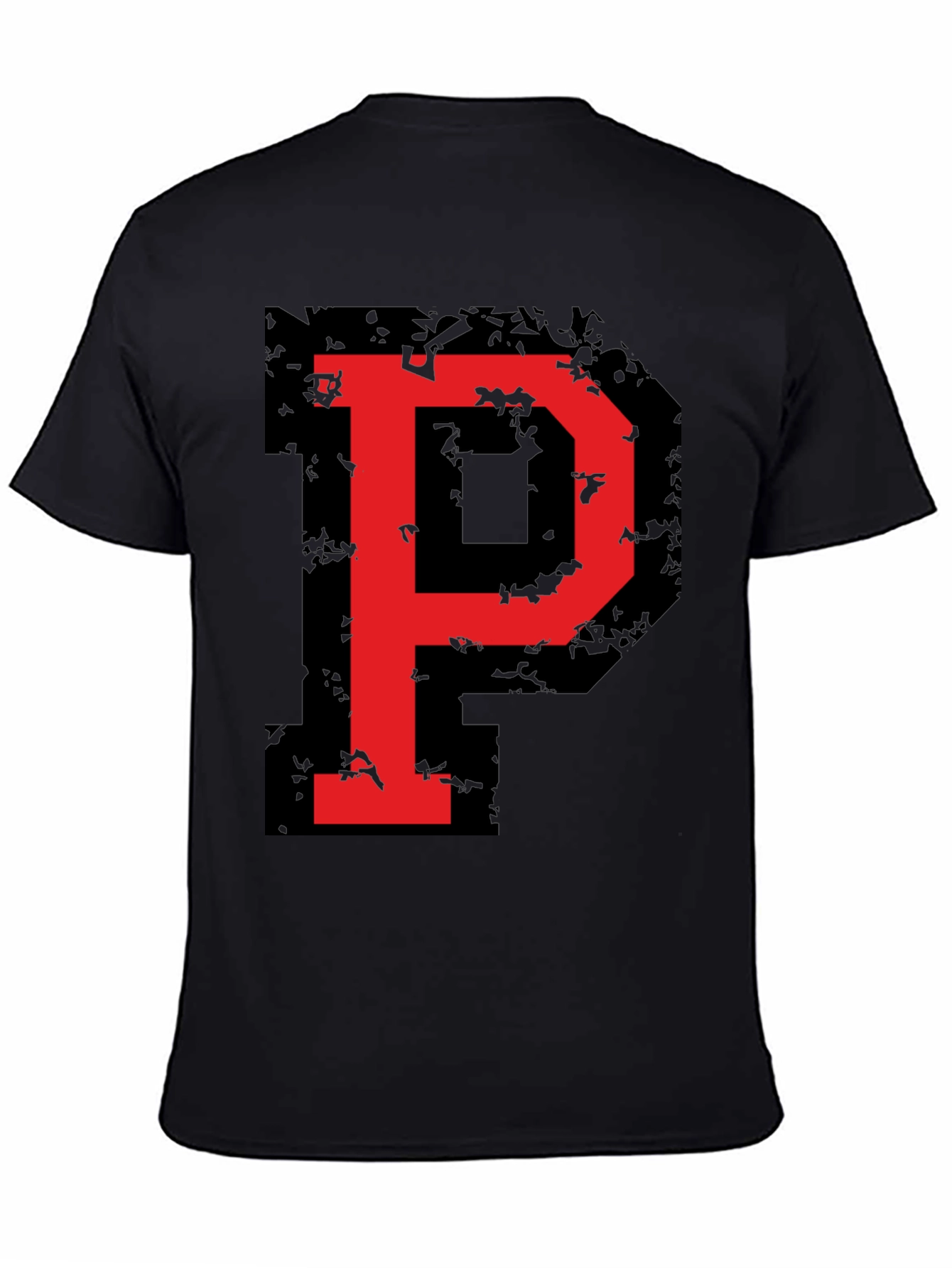 Bold Red P Graphic Black T-Shirt