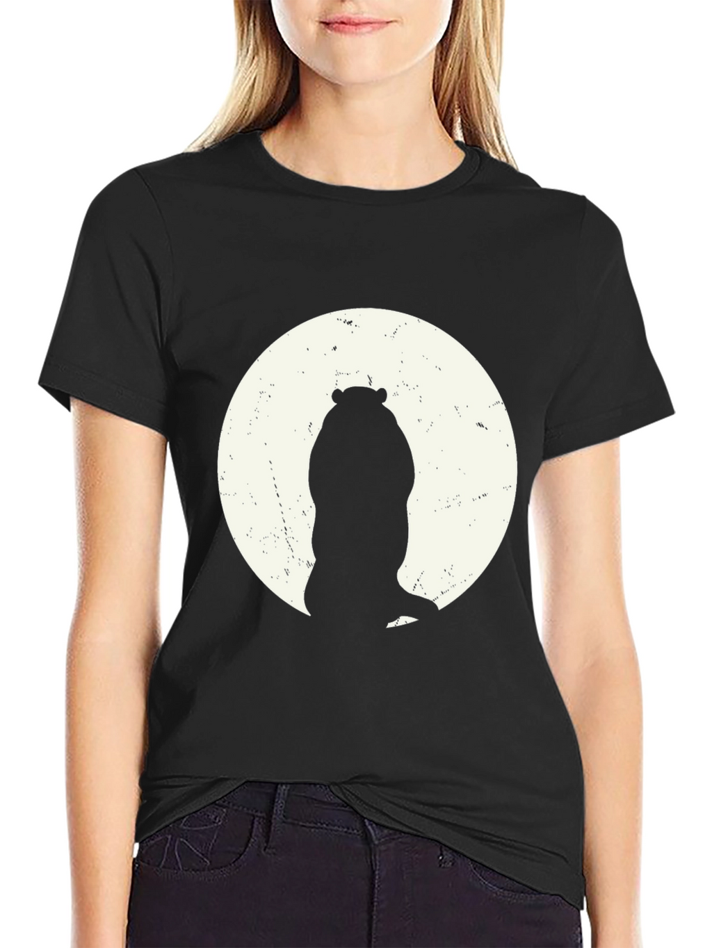 Hippo Silhouette Tee - Black Cotton Graphic T-Shirt