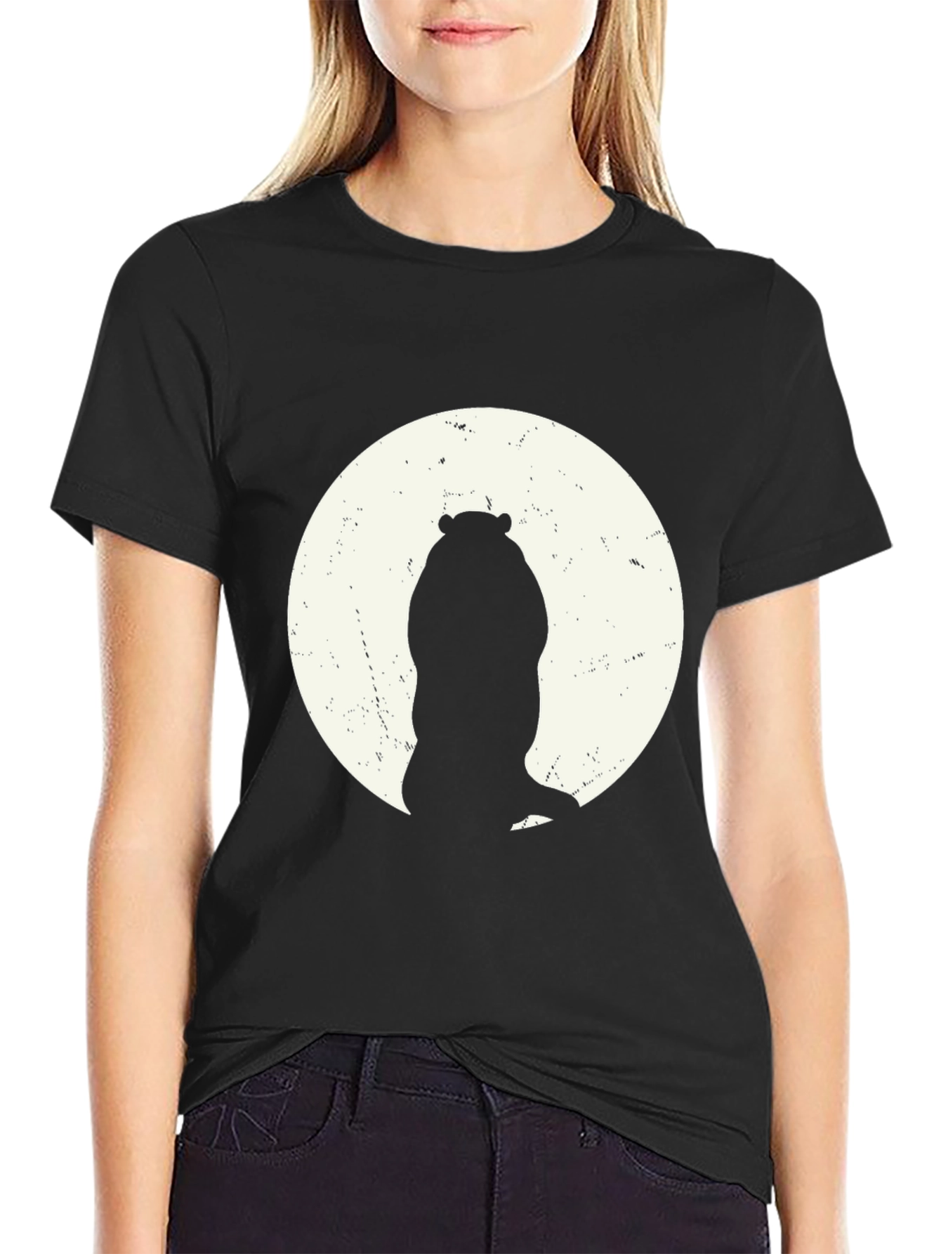 Hippo Silhouette Tee - Black Cotton Graphic T-Shirt