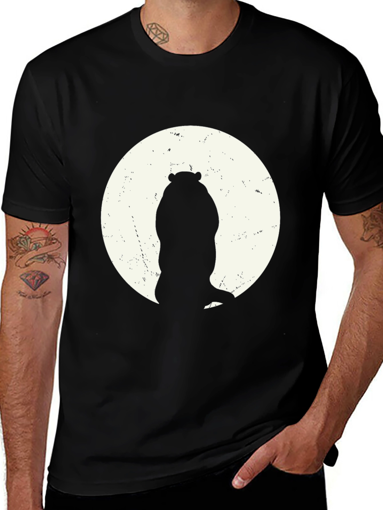 Hippo Silhouette Tee - Black Cotton Graphic T-Shirt