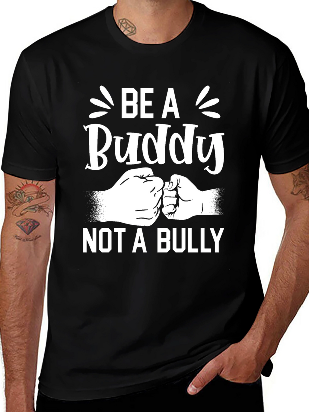 Be A Buddy Not A Bully Black Graphic Tee