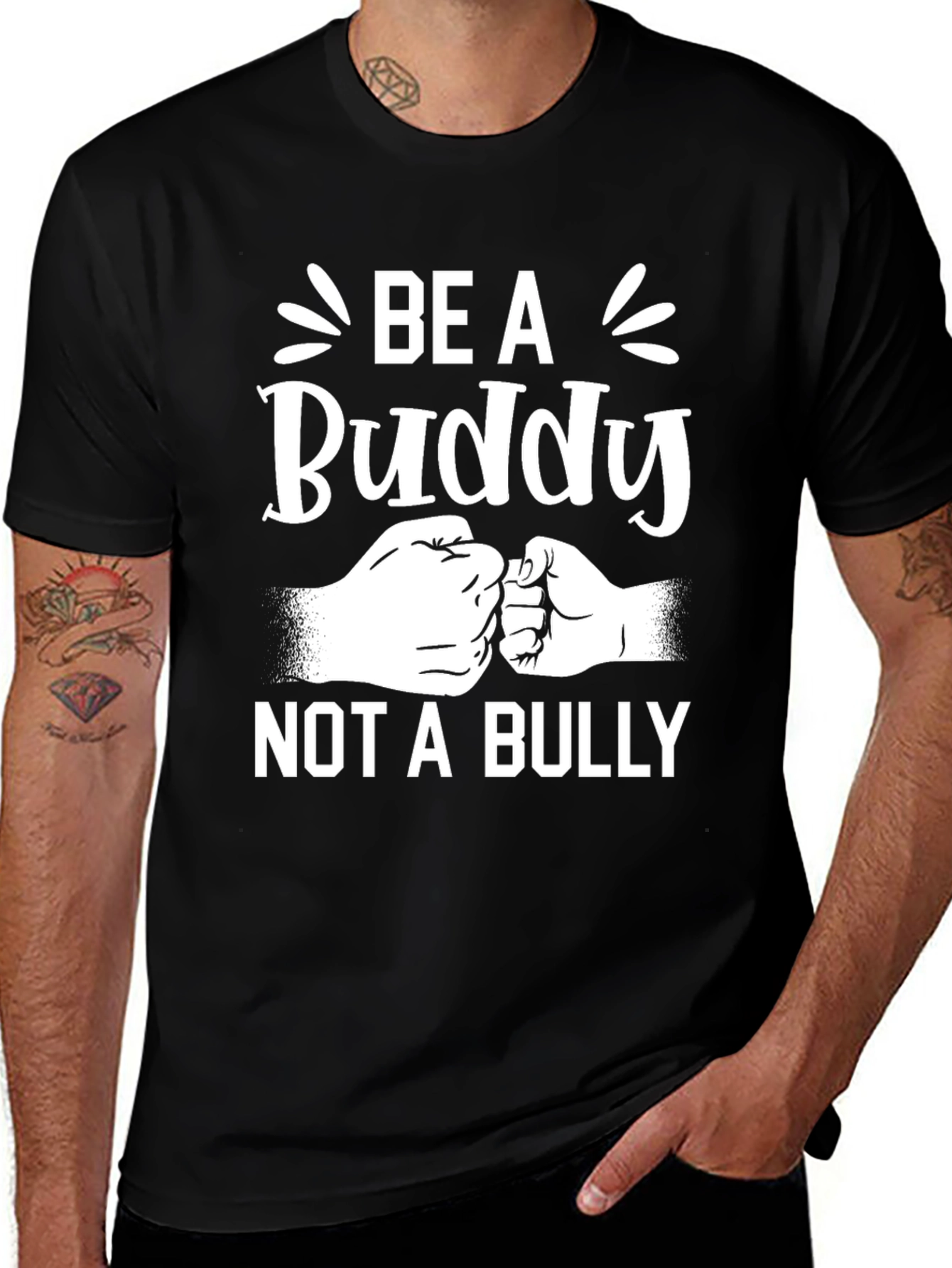 Be A Buddy Not A Bully Black Graphic Tee