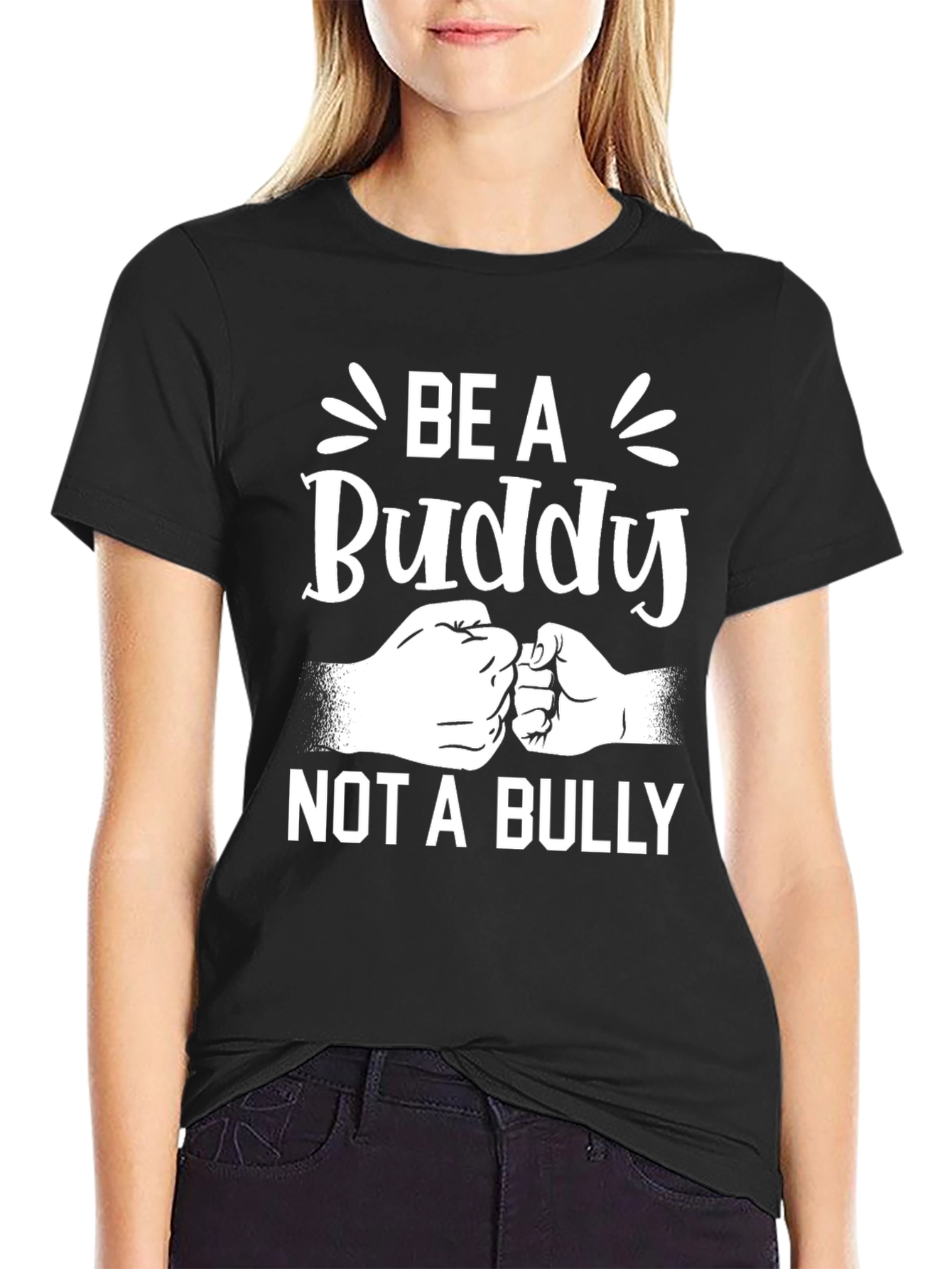 Be A Buddy Not A Bully Black Graphic Tee
